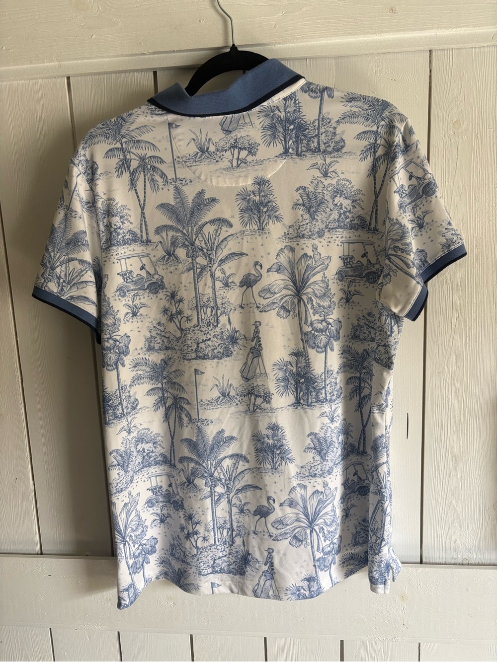 Walter Hagen White Polo with Blue Tropical Toile Print - Picture 4 of 4